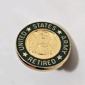 Vintage United States Retired Army Pin Military Veteran Enamel Hat Lapel